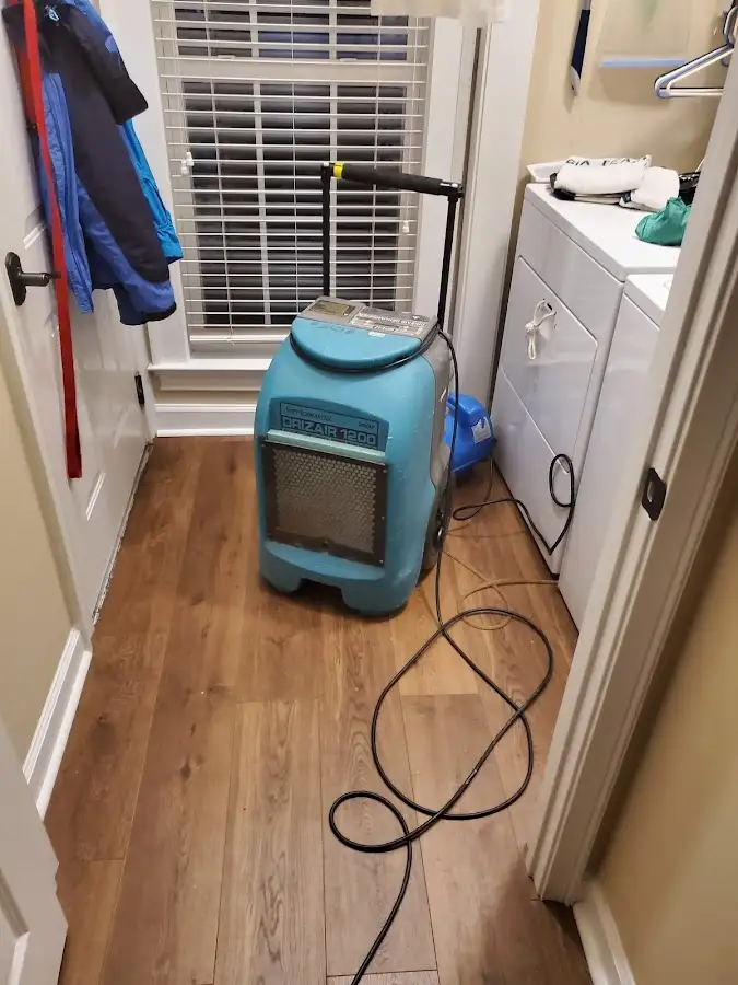 Commercial dehumidifier deployed for Flood Damage Cleanup in Akron
